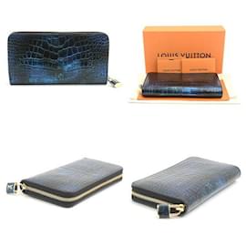 Louis Vuitton-Louis Vuitton Crocodile Zippy Wallet Padlock N81607-Blue
