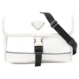 Prada-Prada Nylon Saffiano Leather Shoulder Bag 2ZH108-White