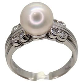 Autre Marque-Pt900 Pearl Diamond 0.16ct Ring-Other