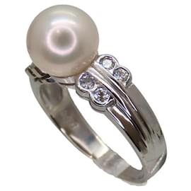Autre Marque-Pt900 Pearl Diamond 0.16ct Ring-Other