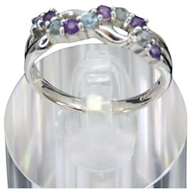 Autre Marque-Pt900 Aquamarine Amethyst Ring-Other
