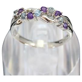 Autre Marque-Pt900 Aquamarine Amethyst Ring-Other