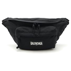 Balenciaga-Balenciaga Nylon Canvas Logo Belt Bag-Black