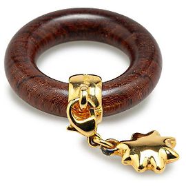 Hermès Anello per sciarpa Hermes Marrone Oro Legno Altro