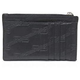 Balenciaga-Balenciaga Leather Card Coin Case 717784-Black