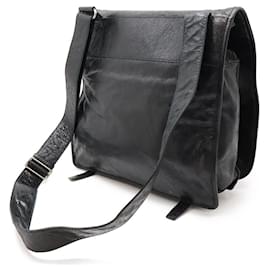 Balenciaga-Balenciaga Leather Shoulder Messenger Bag Black-Black