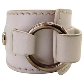 Céline Celine Leather Bangle White White