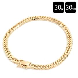 Autre Marque-K18 6-Sided Double Chain Bracelet Yellow Gold-Golden