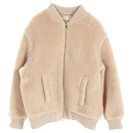 Max Mara Wool Arcella Teddy Bomber Jacket Brown