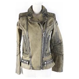 Balmain-Balmain Cowhide Padded Leather Jacket Women-Brown