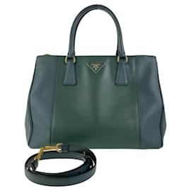 Prada-Prada Saffiano Leather Triangle Logo 2way Bag-Green