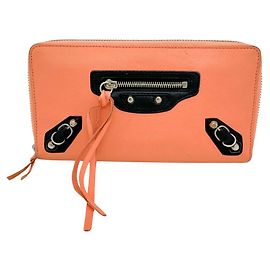 Balenciaga Round Zip Long Wallet Leather Pink