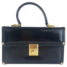 Versace-Versace Vintage Black Enamel Vanity Handbag-Black
