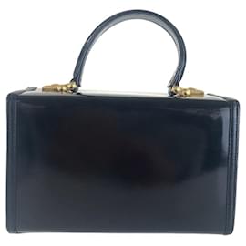 Versace-Versace Vintage Black Enamel Vanity Handbag-Black