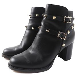 Valentino Leather Short Boots Black Gold 35.5 Other