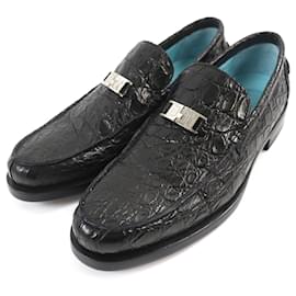 Versace-Versace Crocodile Loafers Black 40 Mens-Black