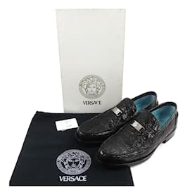 Versace-Versace Crocodile Loafers Black 40 Mens-Black