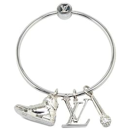 Louis Vuitton-Louis Vuitton Metal Porte Cles Round Ring Keyring M68854-Silvery
