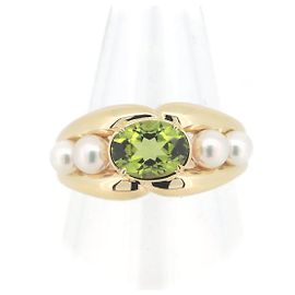 Mikimoto Peridot Pearl Ring K18YG 13 Golden