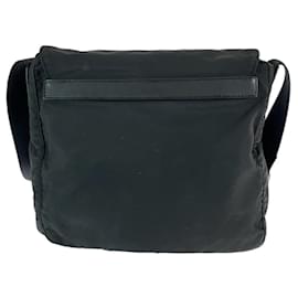 Prada-Prada Nylon Tessuto Logo Plate Shoulder Bag-Black
