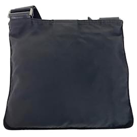 Prada-Prada Nylon Tessuto Logo Plate Shoulder Bag-Black