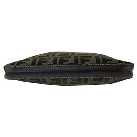 Fendi Zucca Canvas Shoulder Bag Pochette Brown