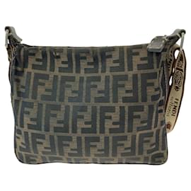 Fendi-Fendi Zucca Canvas Shoulder Bag Pochette-Brown