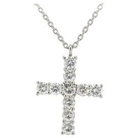 Autre Marque-Vendome Aoyama Diamond Cross Necklace PT900/PT850-Other
