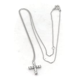 Autre Marque-Vendome Aoyama Diamond Cross Necklace PT900/PT850-Other
