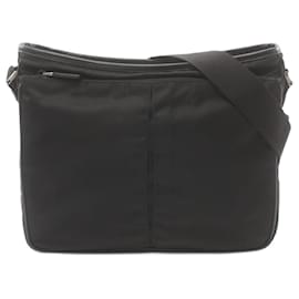 Prada-Prada Nylon Saffiano Leather Shoulder Bag-Black