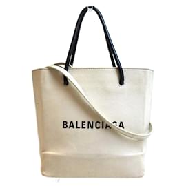 Balenciaga-Balenciaga Leather Shopping Tote XXS-White