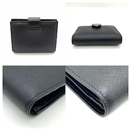 Prada-Prada Saffiano Triangle Logo Compact Wallet 1MV2042-Black
