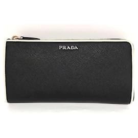 Prada-Prada Saffiano Leather Long Wallet 1ML183-Black