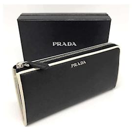 Prada-Prada Saffiano Leather Long Wallet 1ML183-Black
