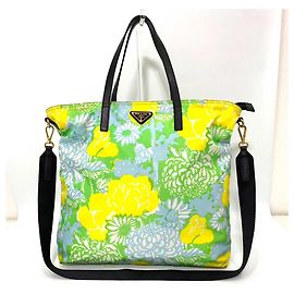 Bolso tote de nylon Prada con estampado floral multicolor Multicolor