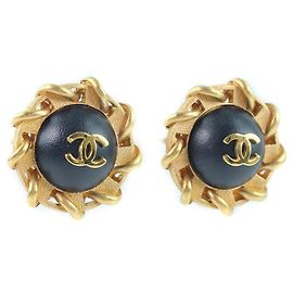Chanel Gold Plated Leather Earrings Golden