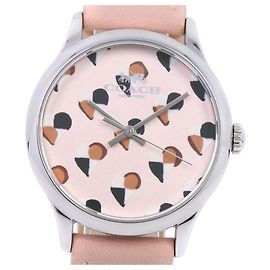 Relógio de quartzo em aço inoxidável e couro Coach Heart Rosa