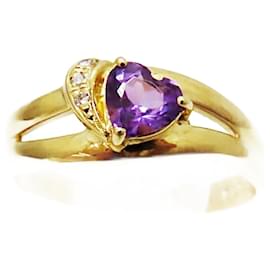 Autre Marque-K18 Amethyst Diamond Ring 11-Other