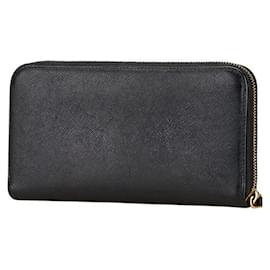 Prada-Prada Saffiano Leather Zip Wallet Black-Black