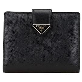 Prada-Prada Saffiano Leather Bifold Wallet Black-Black