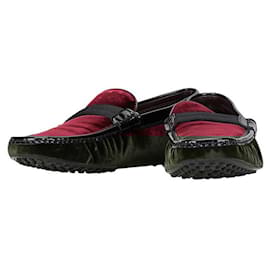 Tod's-Tod's Velvet Leather Garnet Moccasin Shoes-Other