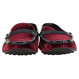 Tod's-Tod's Velvet Leather Garnet Moccasin Shoes-Other