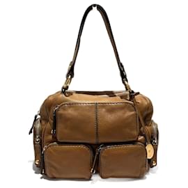 Tod's-Tod's Leather Multi-Pocket Mini Boston Bag-Brown