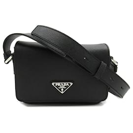 Prada-Prada Saffiano Leather Shoulder Bag 2VD0652FADF0002-Black