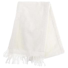 Balenciaga-Balenciaga Cotton Logo Scarf 412386-White