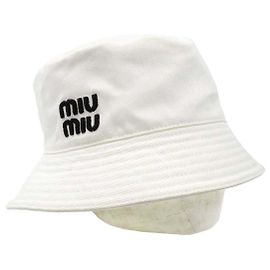 Miu Miu Logo Embroidery Bucket Hat White