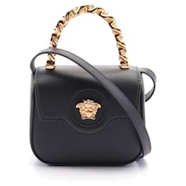 Versace-Versace Medusa Leather Handbag Black-Black