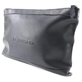 Balenciaga-Balenciaga Navy Clip M Lambskin Clutch Bag-Black