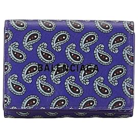 Balenciaga-Balenciaga Cash Mini Wallet Leather Purple-Purple