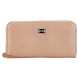Tod's-Tod's Python Zip Around Wallet Beige-Beige